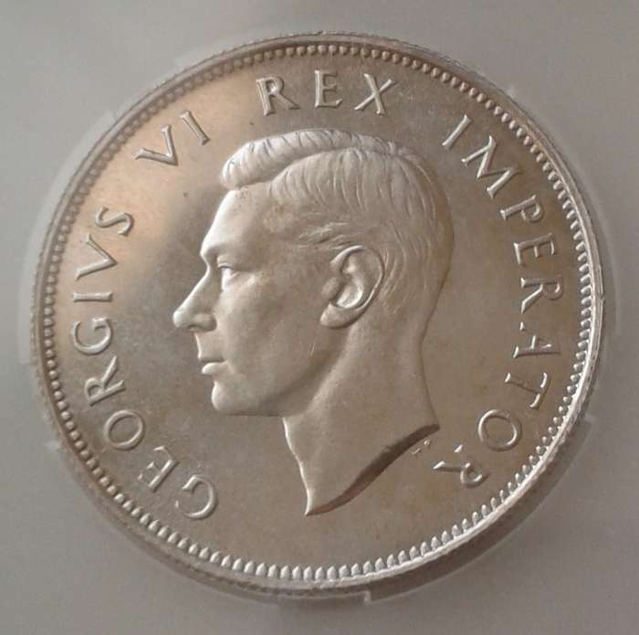 Scarcer 1947 union proof silver 2 1/2 Shillings SANGS PF63 (mintage: 2600)