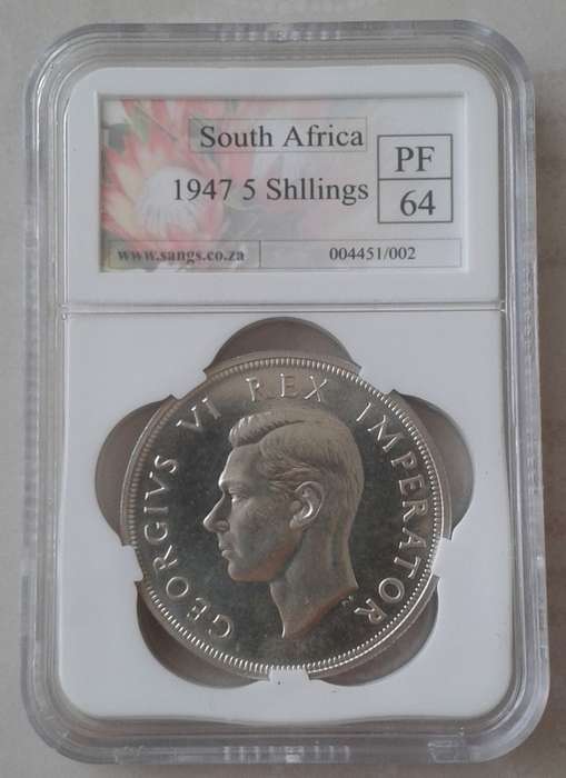 1947 Union proof silver 5 Shillings SANGS PF64 (mintage: 5600)