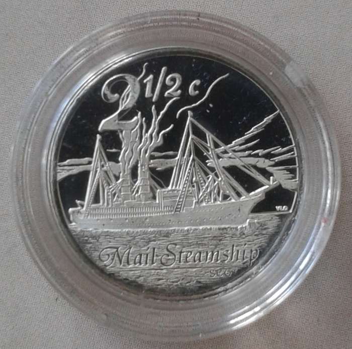 2010 Mail Steamship unc Flypress silver 2 1/2c in S.A Mint bag (mintage: 300)