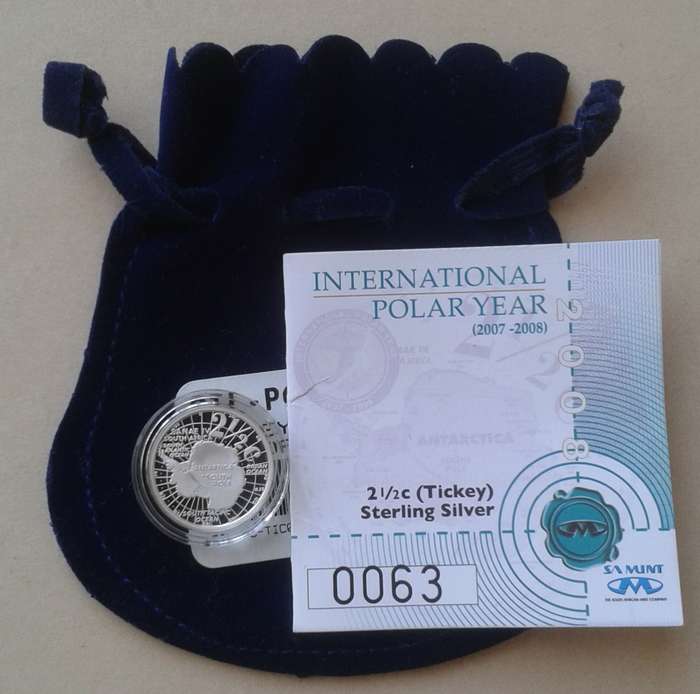 2008 International Polar Year (SA Agalhus) proof silver 2 1/2c in S.A Mint bag incl.certificate