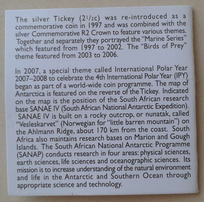 2008 International Polar Year (SA Agalhus) proof silver 2 1/2c in S.A Mint bag incl.certificate