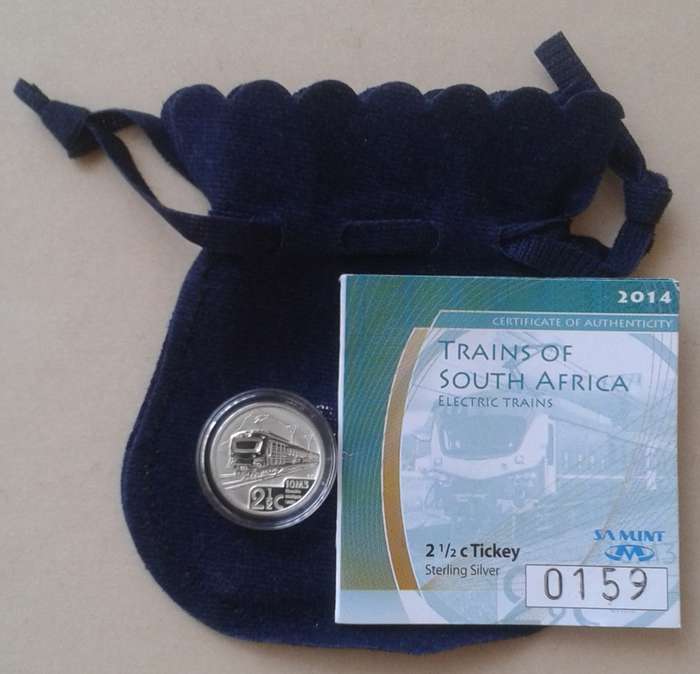 2014 (Trains of South Africa - Class 10M3) proof silver 2 1/2c in bag incl.certificate
