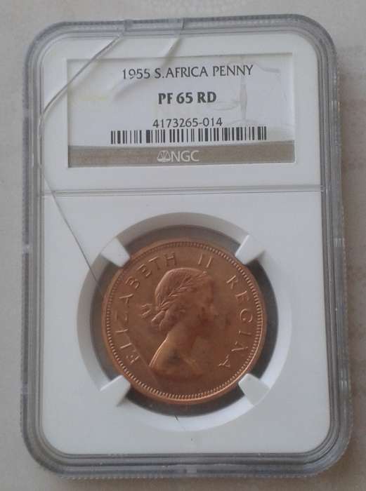 Nice 1955 union proof penny NGC PF65 RD (mintage: 2850)- Case cracked