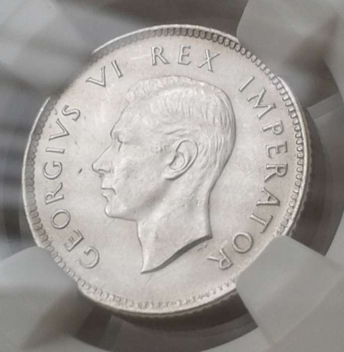 High grade 1937 Union silver sixpence NGC AU58
