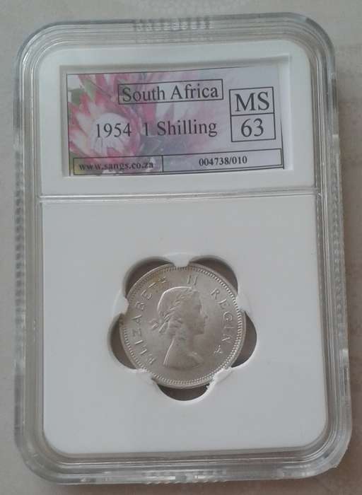 1954 Union silver shilling SANGS MS63