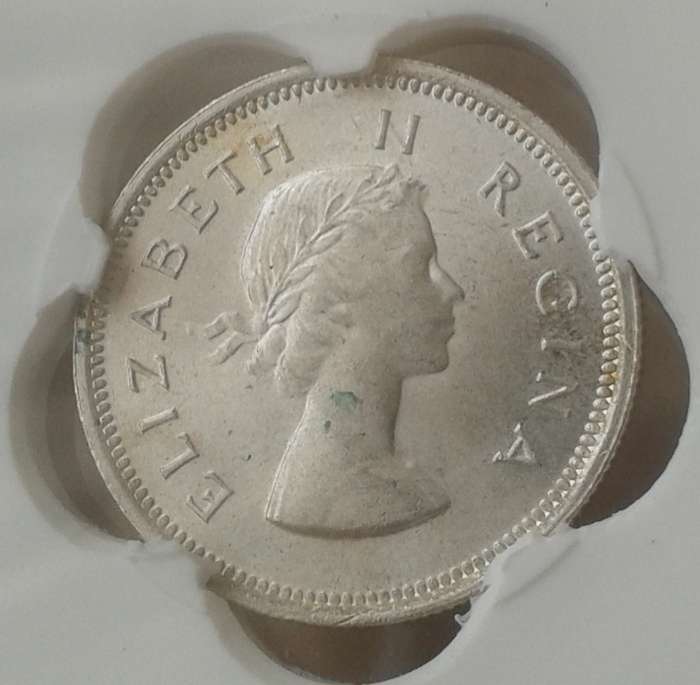 1954 Union silver shilling SANGS MS63