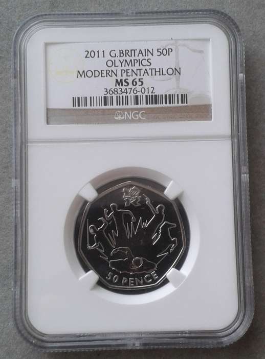 2011 Great Britain 50 Pence NGC MS65 (Olympics - Modern Pentathlon)