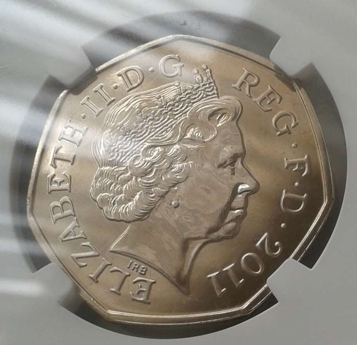 2011 Great Britain 50 Pence NGC MS66 (Olympics - Basketball) Top Pop
