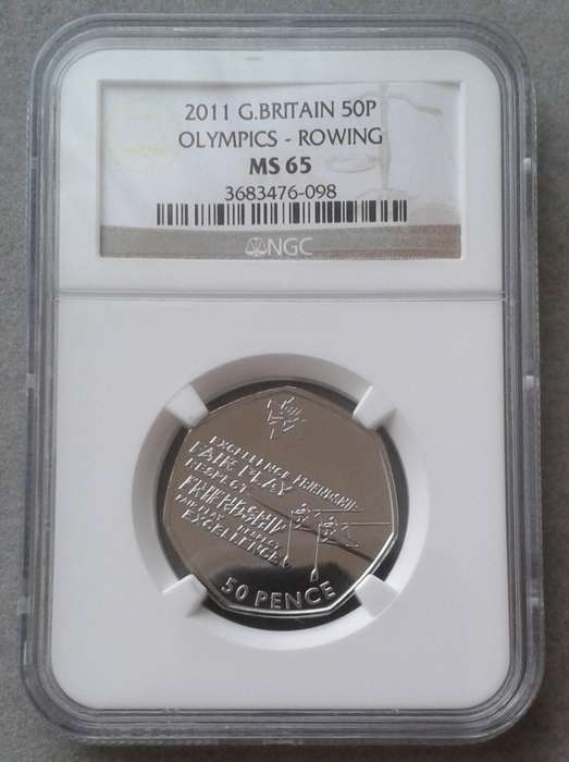 2011 Great Britain 50 Pence NGC MS65 (Olympics - Rowing)