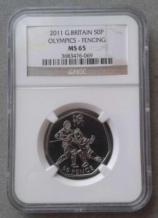 2011 Great Britain 50 Pence NGC MS65 (Olympics - Fencing)