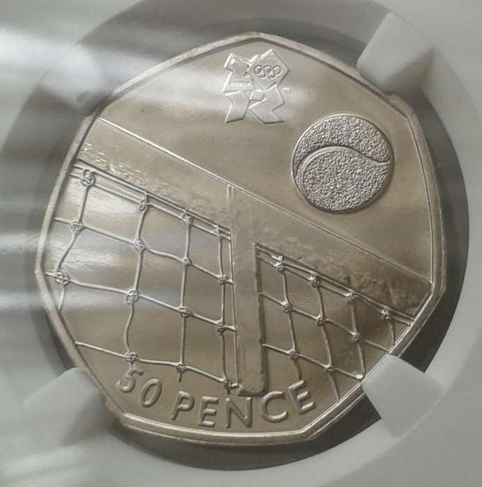 2011 Great Britain 50 Pence NGC MS65 (Olympics - Tennis)