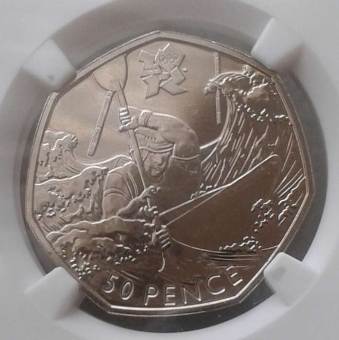 2011 Great Britain 50 Pence NGC MS65 (Olympics - Canoeing)