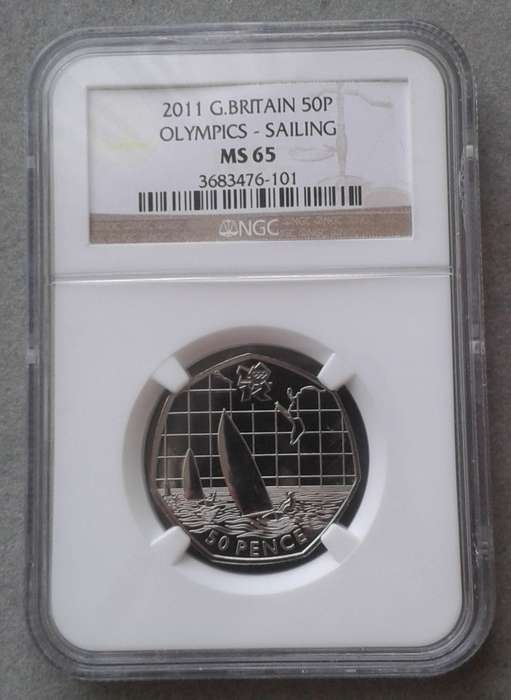 2011 Great Britain 50 Pence NGC MS65 (Olympics - Sailing)