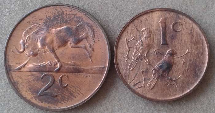 1967 English uncirculated 2c and 1c set