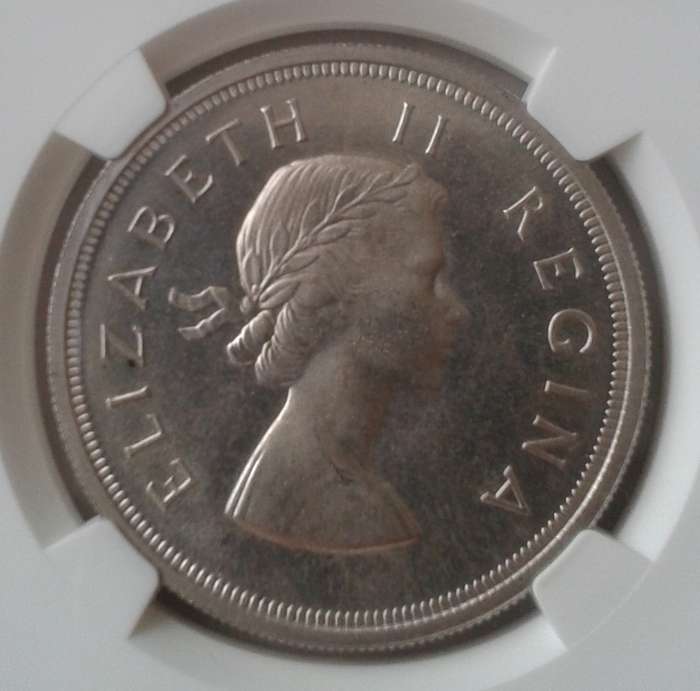1953 Union silver 5 Shillings NGC graded PL64 (Proof-like)