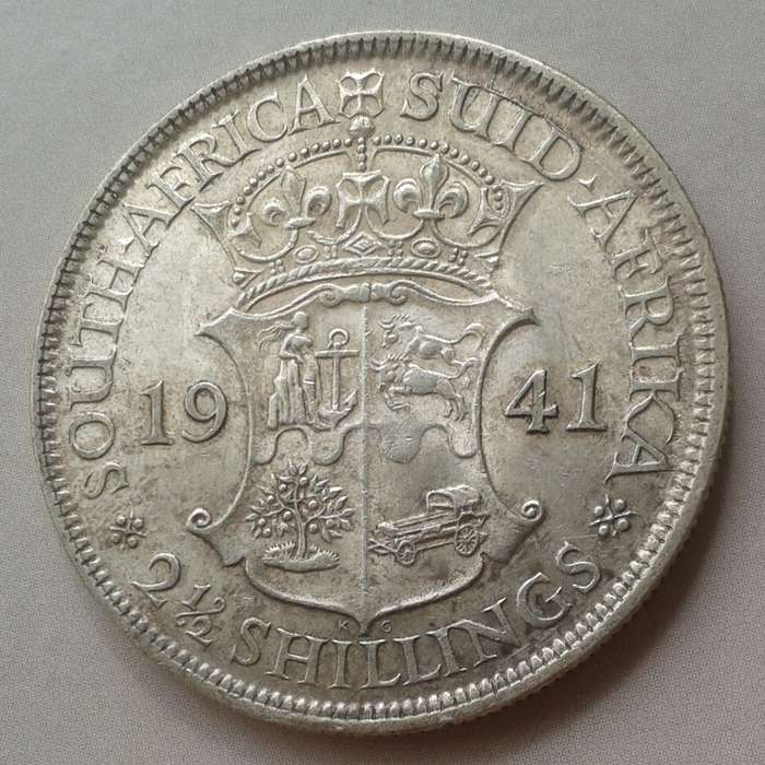 1941 Union silver 2 1/2 Shillings in XF