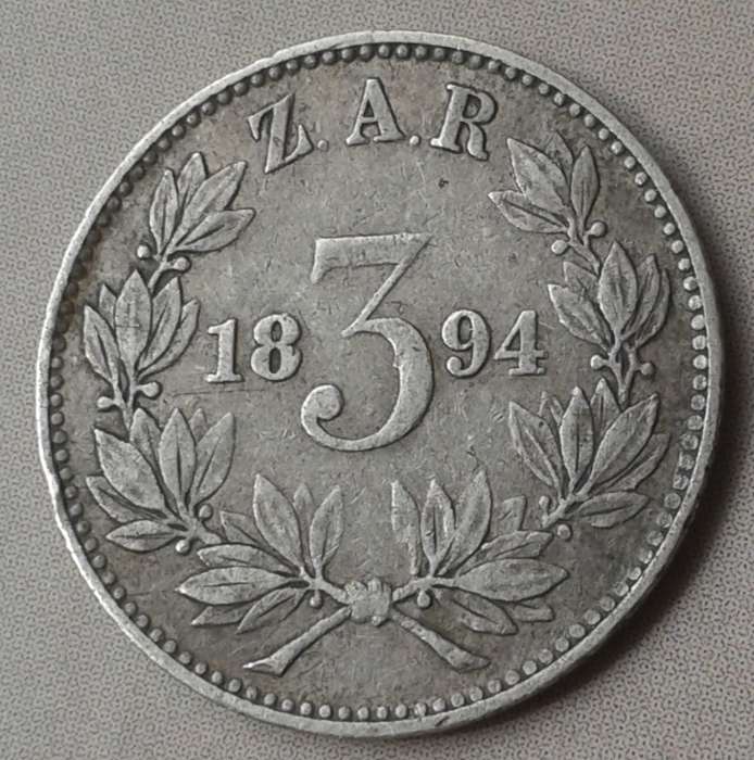 Decent 1894 ZAR Kruger silver tickey