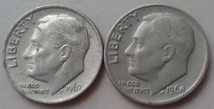 1967/1968 USA Roosevelt dime set