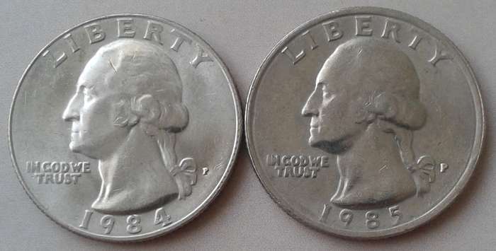 1984/1985 USA Washington quarter dollar set
