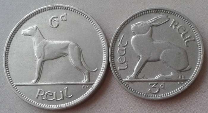 1928 Ireland sixpence and threepence set