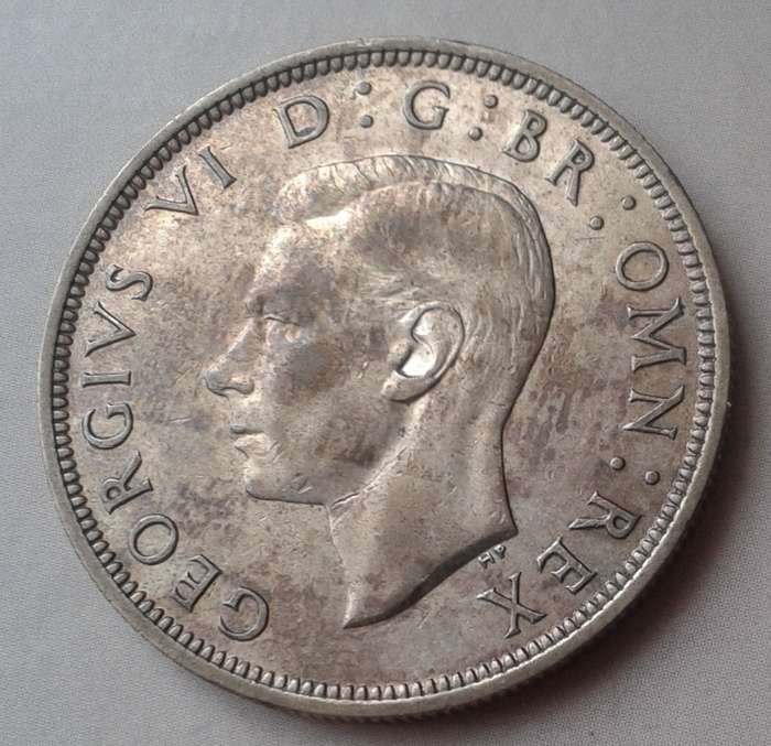 1939 British silver half crown in XF+