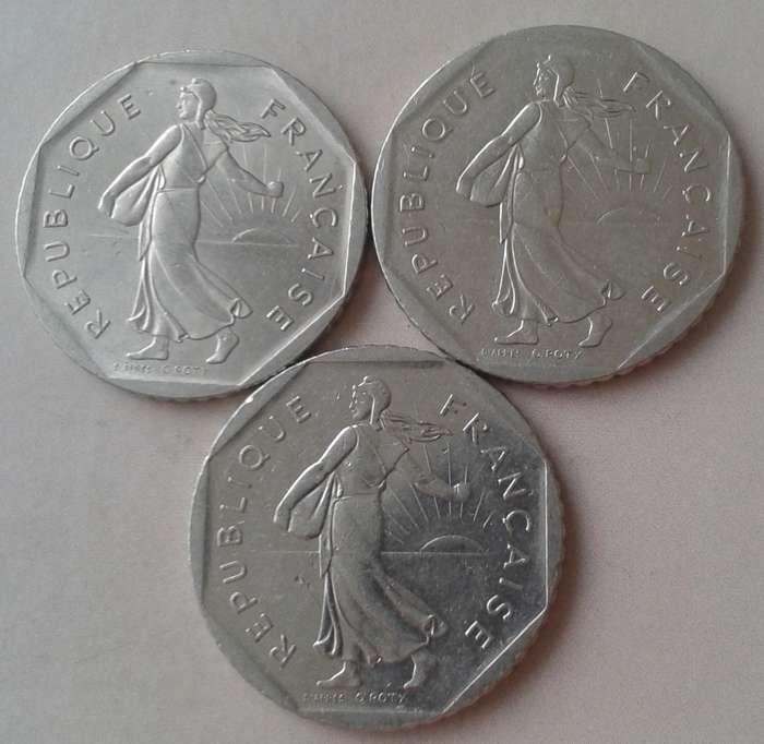 1979,1980 and 1981 France 2 Francs