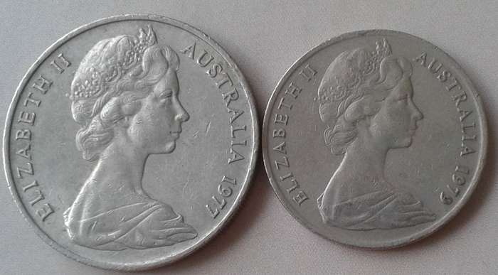 1977 Australia 20c and 1979 10c