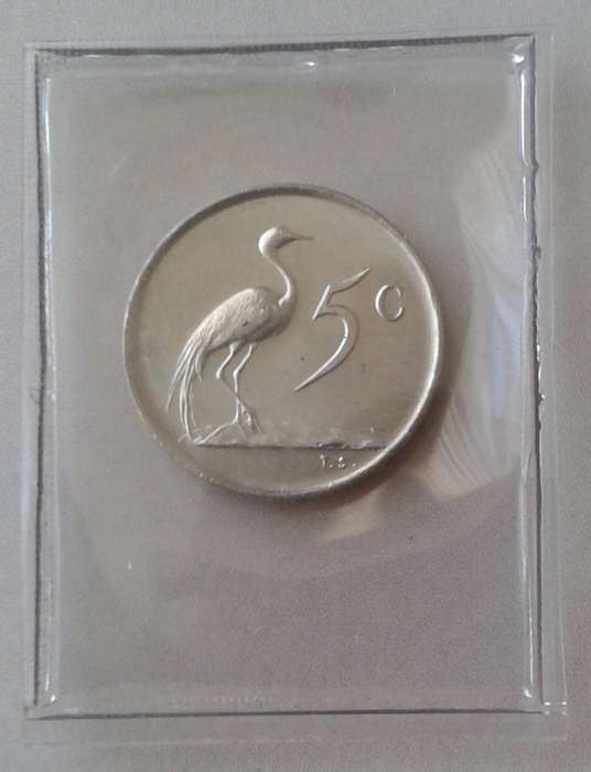 1968 Afrikaans uncirculated  5c (Pres.Swart).
