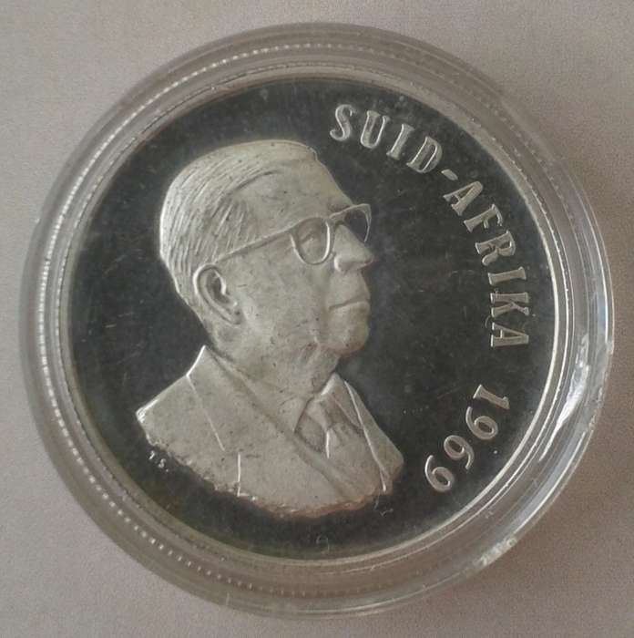 Encapsulated 1969 Afrikaans proof silver R1 (mintage: 12000)