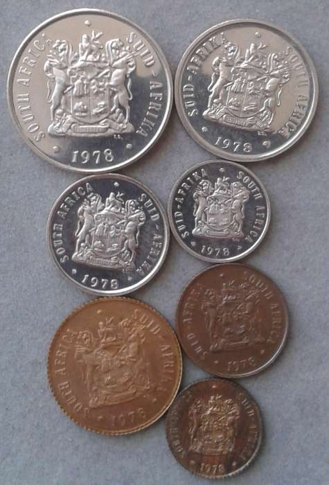 Partial 1978 proof set of 7 coins  (50c-1/2c)