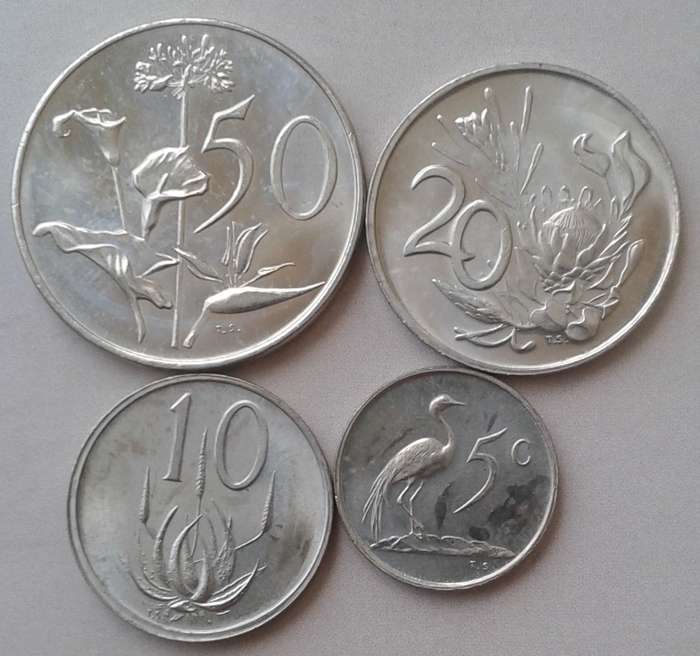 1980 Republic uncirculated nickel 50c- 5c (4 coins)