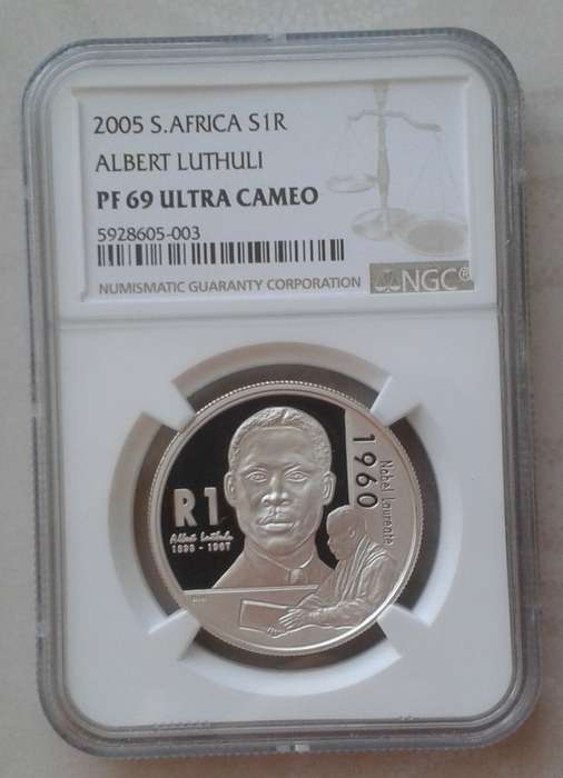 2005 Albert Luthuli proof silver R1 NGC PF69 Ultra Cameo (mintage: 2016)