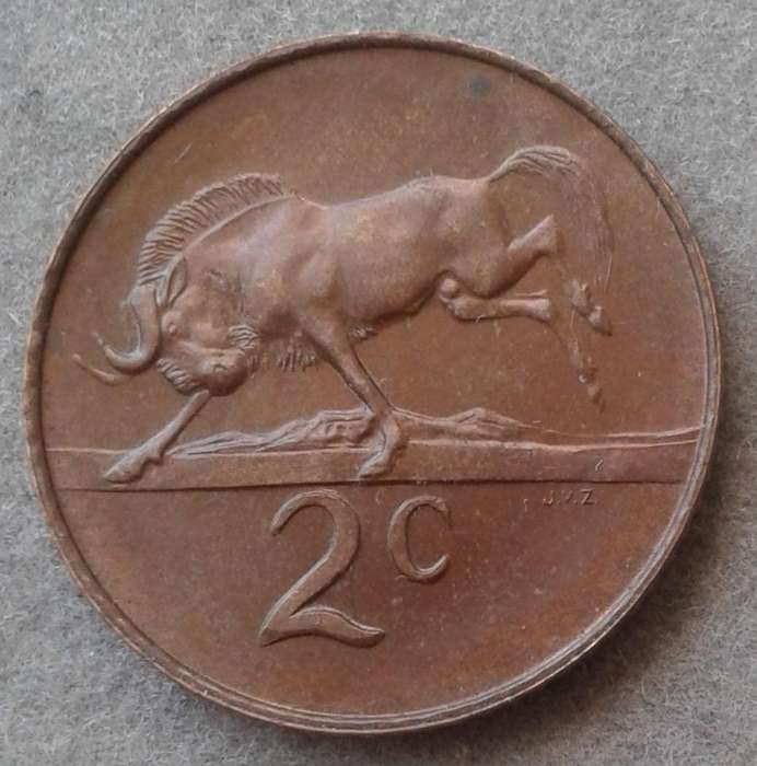 1965 Afrikaans uncirculated 2c.