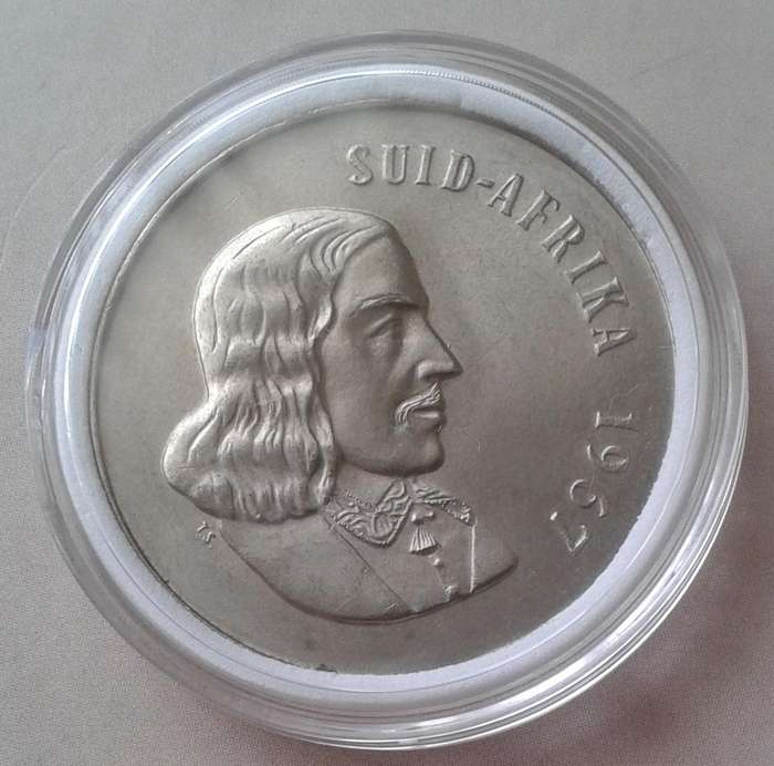 Encapsulated 1967 Afrikaans unc nickel 50c (low mintage).