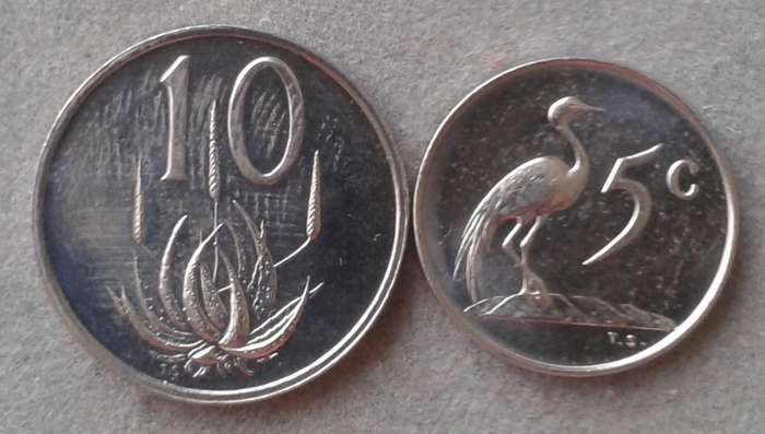 1967 English proof nickel 10c and 5c (Afrikaans)