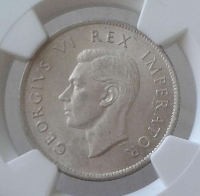 1937 Union silver 2 Shillings NGC AU58