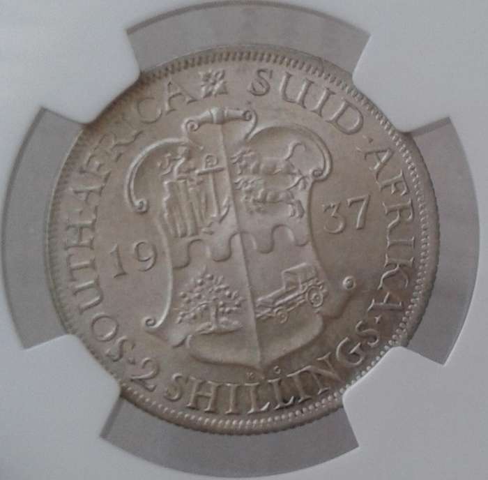 1937 Union silver 2 Shillings NGC AU58