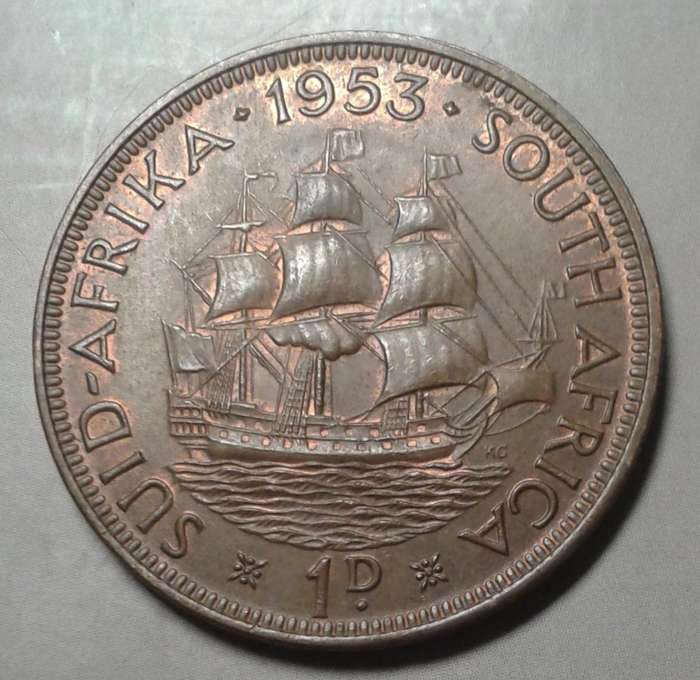 Uncirculated 1953 union penny with remaining lustre