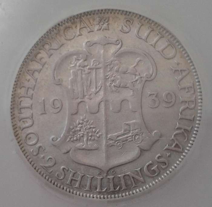 1939 Union silver 2 Shillings SANGS VF25