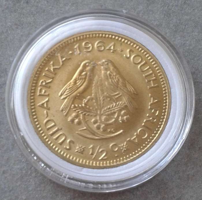 Lustrous 1964 republic 1/2c in AU+/UNC (Encapsulated)
