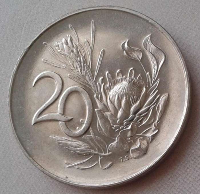 1966 (Afrikaans) Republic nickel 20c with proof details