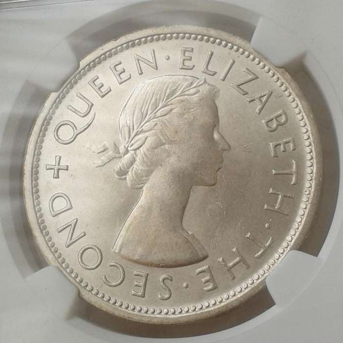 1953 Southern Rhodesia silver crown (Rhodes Centennial) NGC MS63.