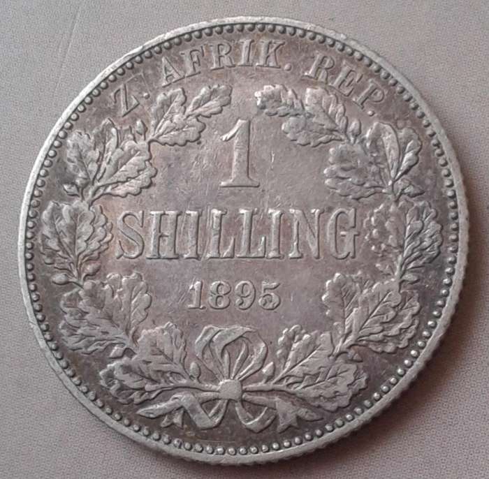 1895 ZAR Kruger silver shilling in VF