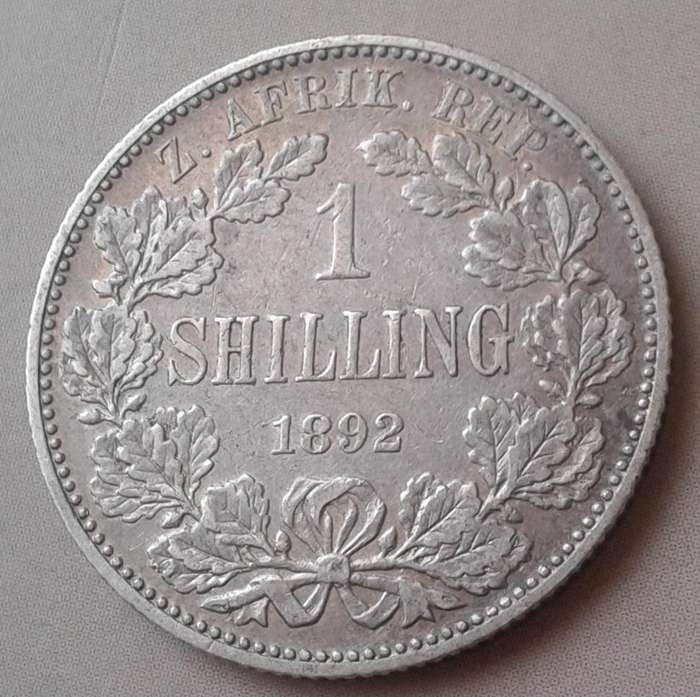 Decent 1892 ZAR Kruger silver shilling in XF