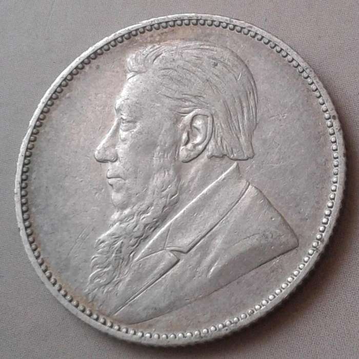 Decent 1892 ZAR Kruger silver shilling in XF