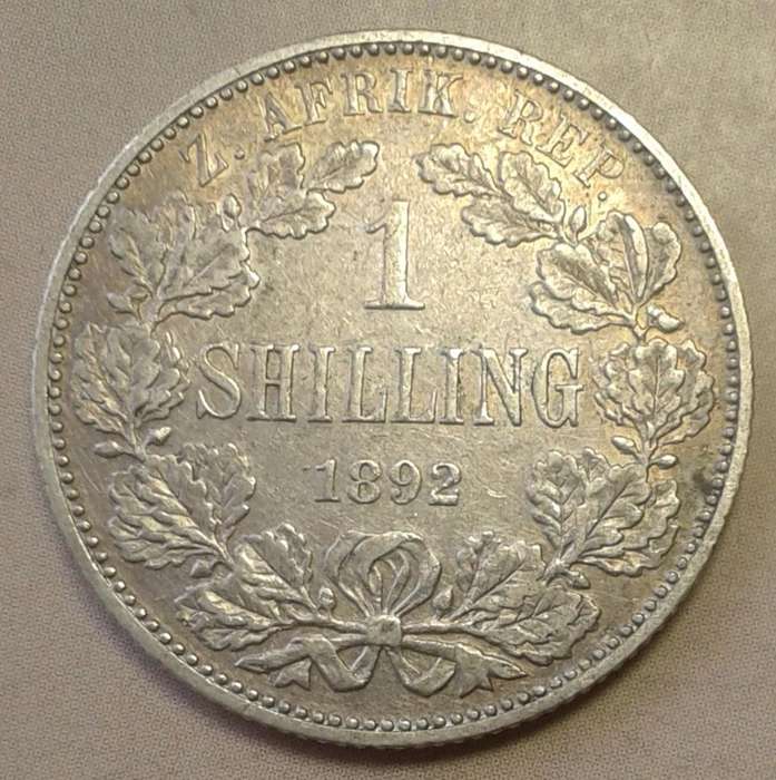 Decent 1892 ZAR Kruger silver shilling in XF