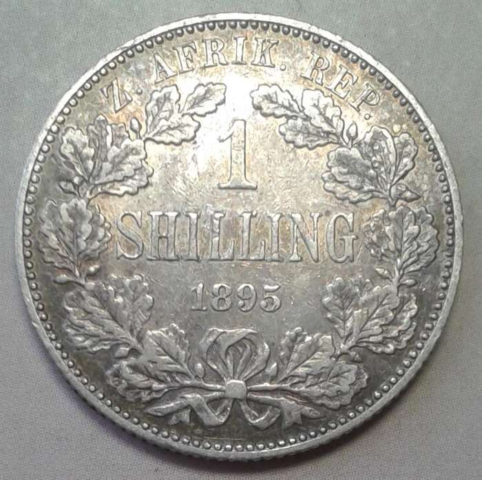 1895 ZAR Kruger silver shilling in VF