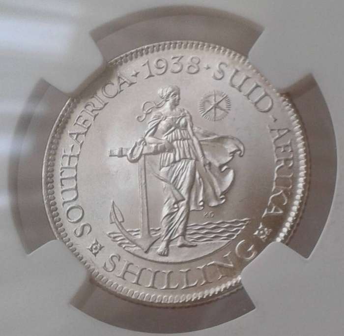 Nice 1938 Union silver shilling NGC MS63