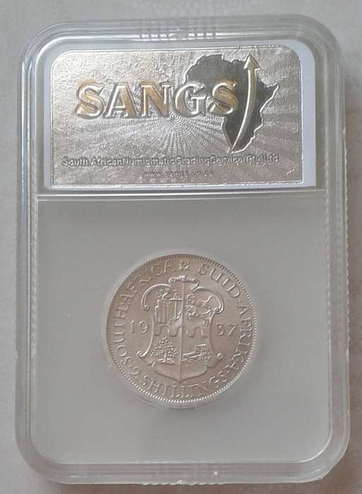 Nice 1937 union silver 2 Shillings SANGS MS61