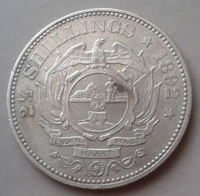 1892 ZAR Kruger silver 2 1/2 Shillings with XF+ Details (low mintage)